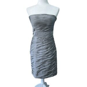 Monique Lhuillier Bridesmaids Strapless Ruched Cocktail Dress Sz 6